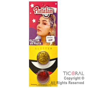 MAQUILLAJE ARTISTICO GLITTER ROJO Y ORO ((BLISTER X 2 UNID - 4 GR) (PACK X 3 BLISTERS)